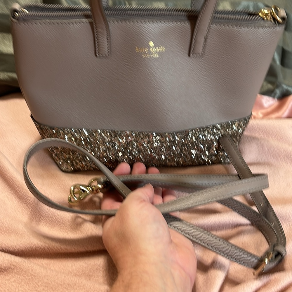 Kate Spade Ina Greta Court Cityscape Satchel Crossbody in Grey/ Glitter - Picture 11 of 11